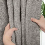 gray linen-look curtain fabric.